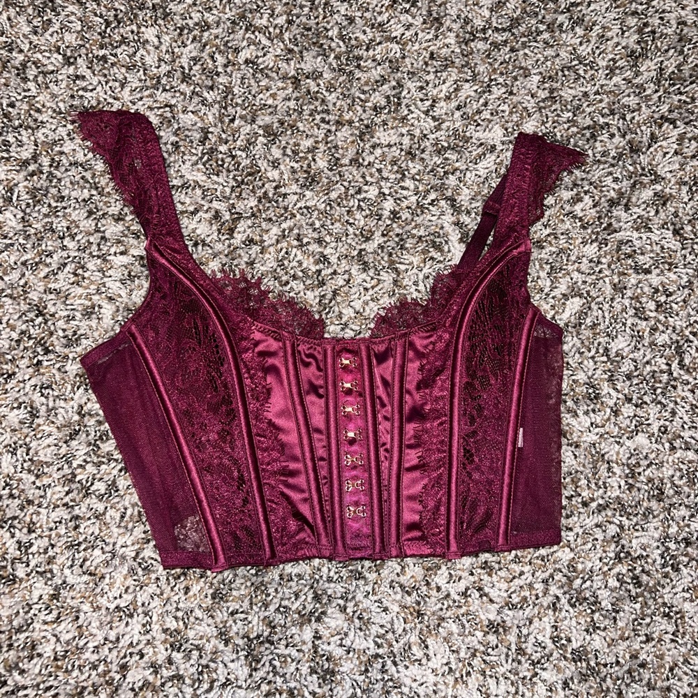 Victorias Secret Lace Burgundy Corset Top